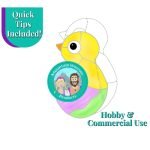 Easter Chick Stained Glass Pattern with yellow chicken coming out of a multicolored pastel half eggshell Mountain Woman Products