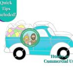 Aqua Colored Easter Egg Vintage Truck Stained Glass Pattern with pastel eggs in the bed of the truck Mountain Woman Products