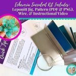 Echeveria Succulent Stained Glass Kit with Leponitt 5 angle jig, sire spool for stakes, pattern and a picture of a finished succulent in green by Mountain Woman Products