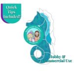 Seahorse Suncatcher Stained Glass Pattern with teal body and aqua mane Mountain Woman Products logo
