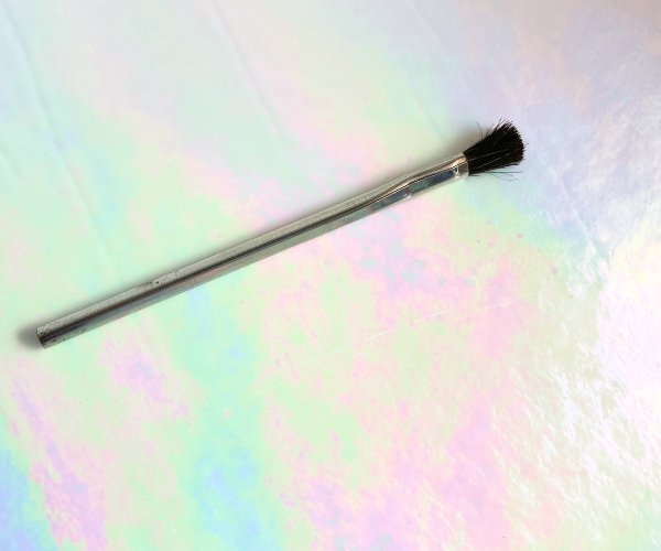 Flux brush with silver handle and black bristles for stained glass Mountain Woman Products