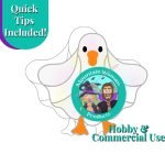 ghost goose stained glass pattern showing white ghost sheet and goose feet and beak sticking out Mountain Woman Products