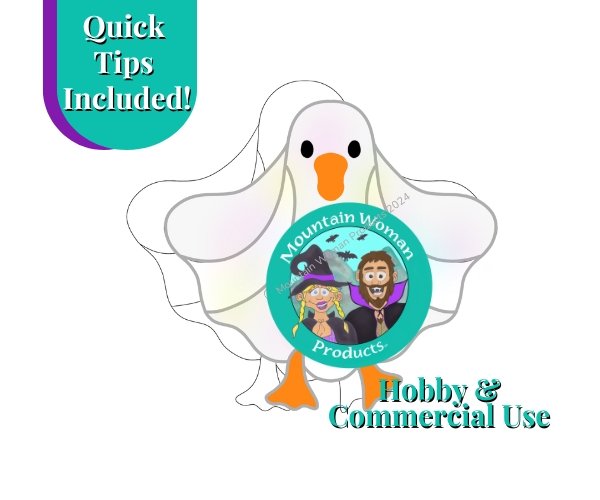 ghost goose stained glass pattern showing white ghost sheet and goose feet and beak sticking out Mountain Woman Products