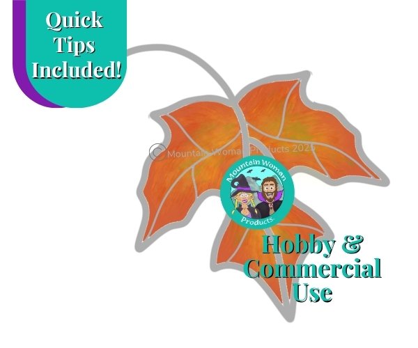 Dark orange Maple Leaf Stained Glass Pattern with wirework Mountain Woman Products