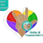 ASL Love Heart Stained Glass Pattern showing hand sign in caramel color with rainbow heart surrounding it Mountain Woman Products