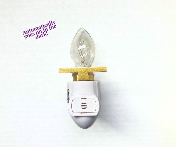 Nightlight Automatic Sensor with brass clip for stained glass with clear bulb Mountain Woman Products