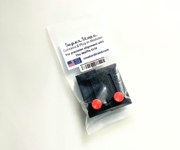 Creator's Super Stops for waffle grid black with red adjuster in package in Mountain Woman Products Studio
