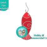 red gummy fish on a hook with wirework stained glass pattern mountain woman products