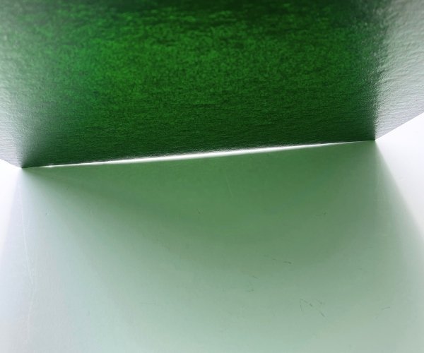 Oceanside Green Aventurine Stained Glass Sheet refraction of green at the Mountain Woman Products studio